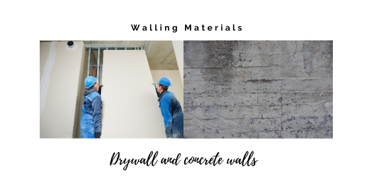 Drywall and concrete walls